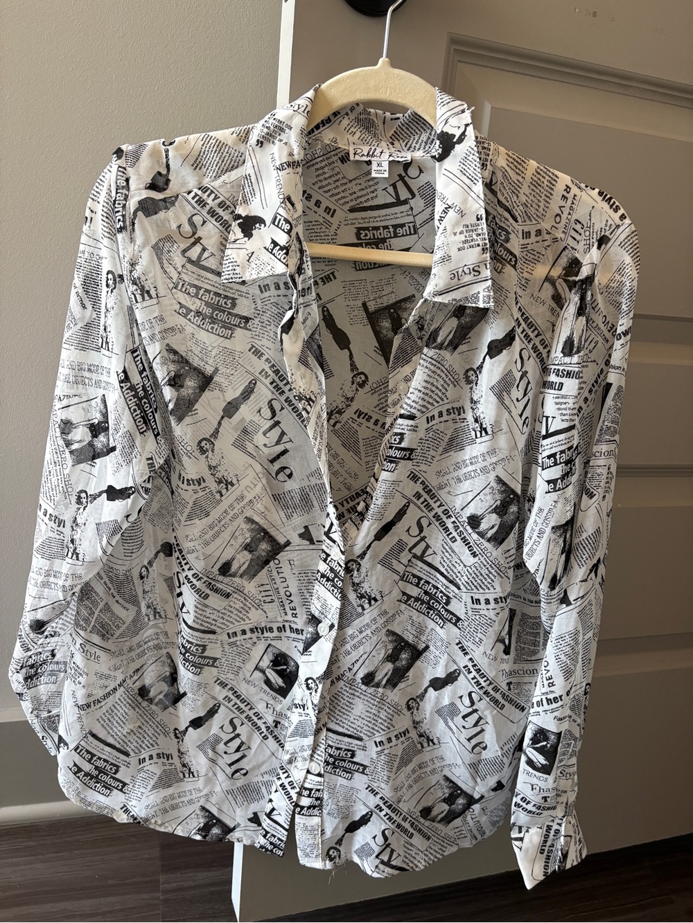 Newspaper Print Blouse